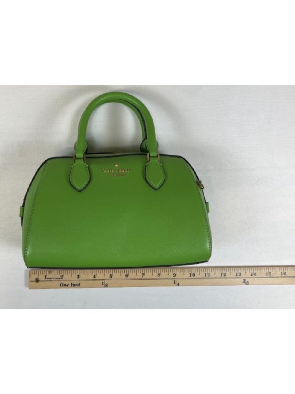 Kate Spade New York Women Green Satchel Handbag Zip Closure Top Handle Bag - Picture 6 of 10